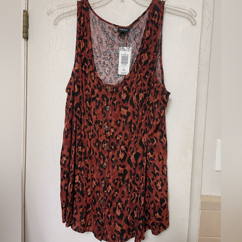 Torrid Fit and Flare Leopard Tank